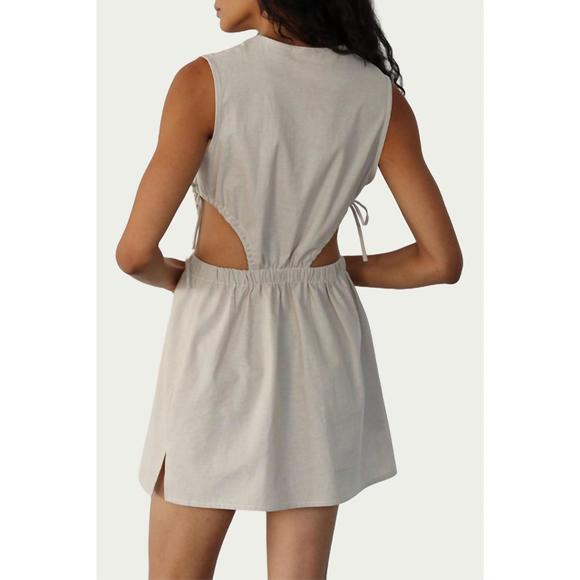 NEW HALEY SOLAR cutout cotton-twill mini dress in beige - Picture 3 of 3